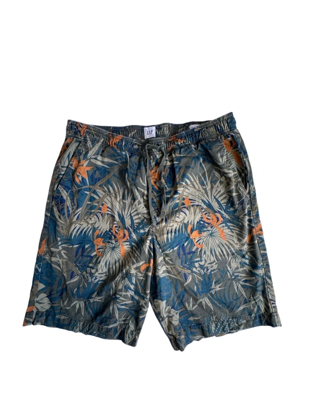 GAP Boardshorts Tropical Leaf Print Swim Shorts Green Blue SZ M